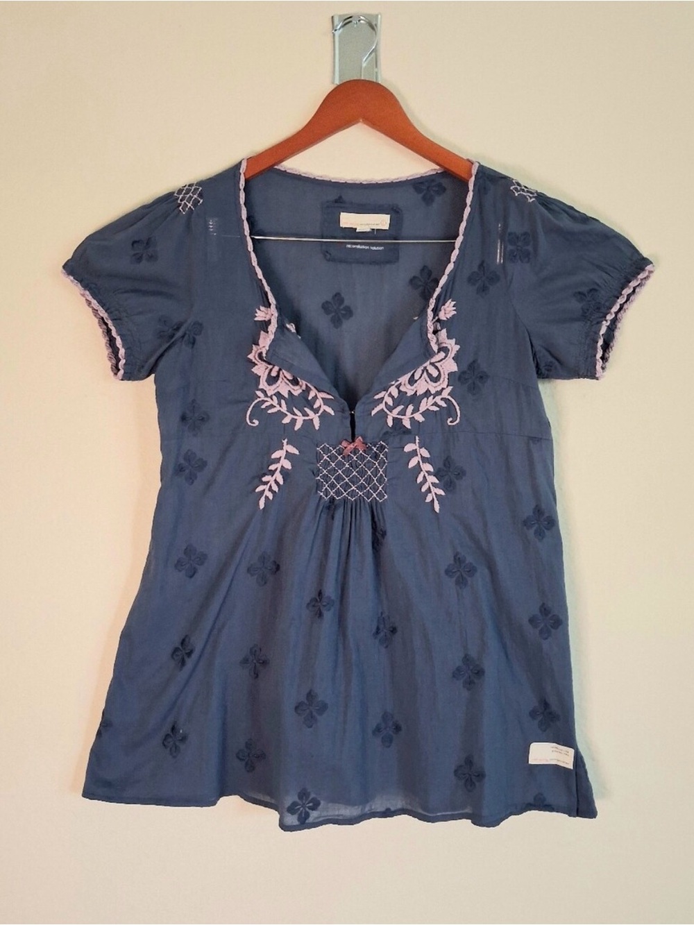 Anthropologie Odd Molly Embroidered V-Neck Top S